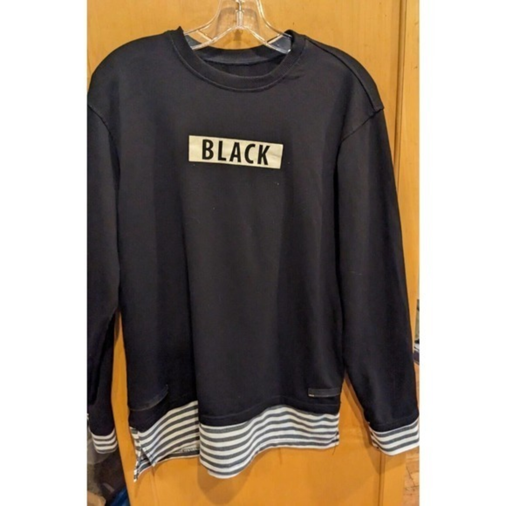 Bleecker & Mercer T Shirt Size Medium‎ Long Sleeve Oversized Long Fit BLACK